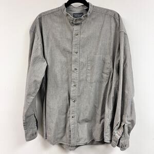 Vintage 90s 2000s long sleeve 100% cotton oxford button down LG gray blue